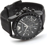 Emporio Armani Sigma Chronograph Black Dial Black Leather Strap Watch For Men - AR6131 Authentic Buy Shop Now