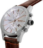 Hugo Boss Jet Chronograph Quartz Silver Dial Brown Leather Strap Watch For Men - HB1513280 Authentic Buy Shop Now