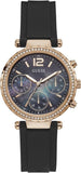 Guess Solstice Diamonds Black Mother of Pearl Dial Black Rubber Strap Watch for Women - GW0113L2 Authentic Buy Shop Now