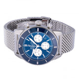 Breitling Superocean Heritage B01 Chronograph 44 Blue Dial Silver Mesh Bracelet Watch for Men - AB0162161C1A1 Authentic Buy Shop Now