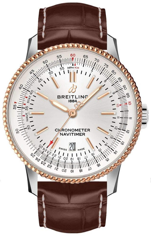 Breitling Navitimer 1 Automatic 41mm White Dial Brown Leather Strap Mens Watch - U17326241G1P2 Authentic Buy Shop Now