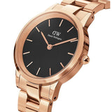 Daniel Wellington Iconic Link Black Dial Rose Gold Steel Strap Watch for Women - DW00100212 Authentic Buy Shop Now