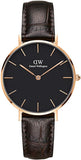 Daniel Wellington Classic Petite York Black Dial Brown Leather Strap Watch For Women - DW00100170 Authentic Buy Shop Now
