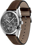 Hugo Boss Champion Grey Dial Brown Leather Strap Watch for Men - 1513815 Authentic Buy Shop Now