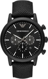 Emporio Armani Dress Chronograph Black Dial Black Leather Strap Watch For Men - AR1918 Authentic Buy Shop Now