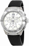 Tag Heuer Aquaracer Chronograph White Dial Black Rubber Strap Watch for Men - CAY1111.FT6041 Authentic Buy Shop Now