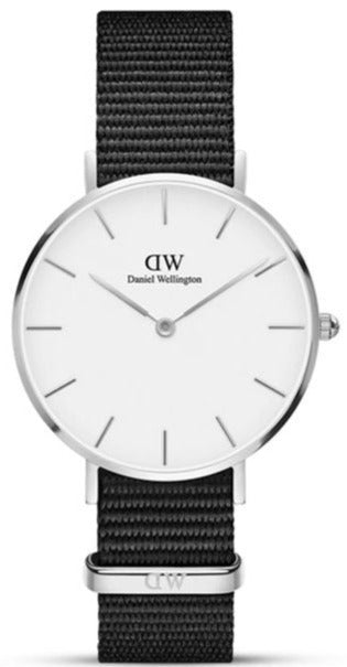 Daniel Wellington Classic Petite Cornwall White Dial Black NATO Strap Watch For Women - DW00100254 Authentic Buy Shop Now