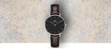 Daniel Wellington Classic Petite York Black Dial Brown Leather Strap Watch For Women - DW00100182 Authentic Buy Shop Now