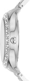 Michael Kors Liliane Three Hand Mother of Pearl White Dial Silver Steel Strap Watch For Women - MK4556 Authentic Buy Shop Now