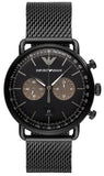 Emporio Armani Aviator Black Dial Black Mesh Bracelet Watch For Men - AR11142 Authentic Buy Shop Now
