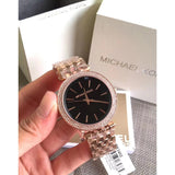Michael Kors Darci Black Dial Rose Gold Steel Strap Watch for Women - MK3402 Authentic Buy Shop Now