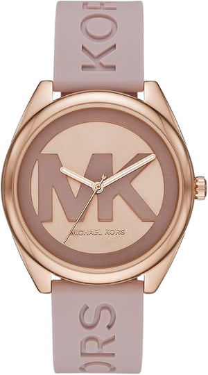 Michael Kors Janelle Three Hand Rose Gold Dial Pink Rubber Strap Watch For Women - MK7139 Authentic Buy Shop Now