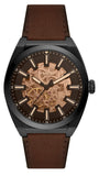 Fossil Everett Automatic Analog Black Dial Brown Leather Strap Watch for Men - ME3207 Authentic Buy Shop Now