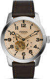 Fossil Pilot 54 Automatic Cream Dial Brown Leather Strap Watch for Men - ME3119 Authentic Buy Shop Now