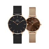 Daniel Wellington Petite Amber Brown Dial Gold Mesh Strap Watch For Women - DW00100476 Authentic Buy Shop Now