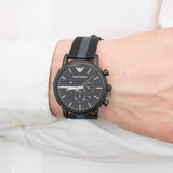 Emporio Armani Luigi Chronograph Quartz Black Dial Two Tone Nylon Strap Watch For Men - AR1948 Authentic Buy Shop Now