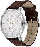 Tommy Hilfiger Brad Chronograph White Dial Brown Leather Strap Watch For Men - 1710389 Authentic Buy Shop Now