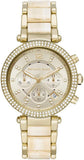 Michael Kors Parker Chronograph Gold Dial Gold Steel Strap Watch For Women - MK6831 Authentic Buy Shop Now