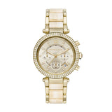 Michael Kors Parker Chronograph Gold Dial Gold Steel Strap Watch For Women - MK6831 Authentic Buy Shop Now
