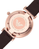 Emporio Armani Gianni T-Bar Silver Dial Brown Leather Strap Watch For Women - AR11269 Authentic Buy Shop Now