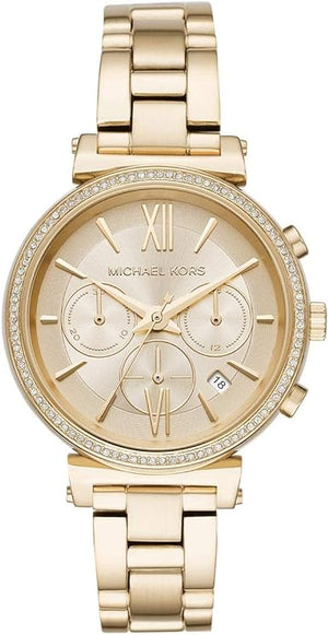 Michael Kors Sofie Chronograph Quartz Gold Dial Gold Steel Strap Watch For Women - MK6559 Authentic Buy Shop Now