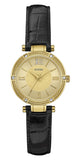 Guess Park Avenue Quartz Gold Dial Black Leather Strap Watch For Women - W0838L1 Authentic Buy Shop Now
