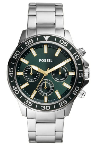 Fossil Bannon Chronograph Green Dial Silver Steel Strap Watch for Men - BQ2492 Authentic Buy Shop Now