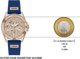 Guess Queen Quartz Crystals Rose Gold Dial Blue Silicone Strap Watch For Women - GW0536L5 Authentic Buy Shop Now