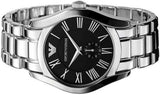 Emporio Armani Valente Black Dial Silver Steel Strap Watch For Men - AR0680 Authentic Buy Shop Now
