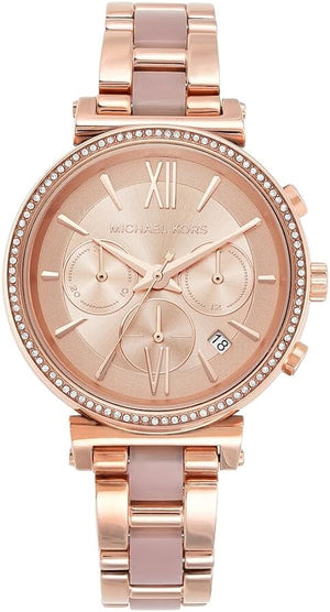 Michael Kors Sofie Chronograph Rose Gold Dial Rose Gold Steel Strap Watch For Women - MK6560 Authentic Buy Shop Now