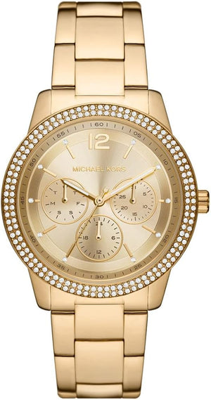 Michael Kors Tibby Chronograph Gold Dial Gold Steel Strap Watch For Women - MK6927 Authentic Buy Shop Now
