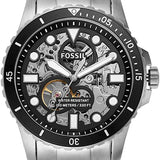 Fossil FB-01 Automatic Skeleton Black Dial Silver Steel Strap Watch for Men - ME3190 Authentic Buy Shop Now