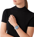 Michael Kors Lexington Chronograph Blue Dial Silver Steel Strap Watch For Women - MK7215 Authentic Buy Shop Now