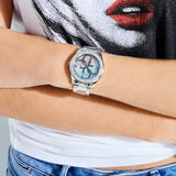Guess G Twist Diamonds Silver Dial Silver Steel Strap Watch For Women - W1201L1 Authentic Buy Shop Now