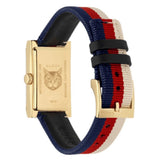 Gucci G-Frame Mother of Pearl Dial White Blue Red Nylon Strap Watch For Women - YA147405 Authentic Buy Shop Now