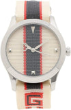 Gucci G Timeless Quartz White Dial Two Tone NATO Strap Watch For Men - YA1264071 Authentic Buy Shop Now