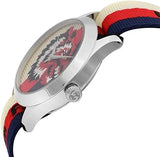 Gucci G Timeless Quartz White Red Blue Dial Multicolored NATO Strap Watch For Men - YA1264059 Authentic Buy Shop Now