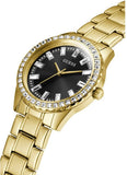 Guess Sparkler Diamonds Black Dial Gold Steel Strap Watch for Women - GW0111L2 Authentic Buy Shop Now