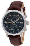 Maserati Epoca Chronograph Blue Dial Brown Leather Strap Watch For Men - R8871618001 Authentic Buy Shop Now