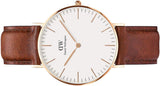 Daniel Wellington Classic St. Mawes White Dial Brown Leather Strap Watch for Men - DW00100035 Authentic Buy Shop Now