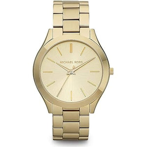 Michael Kors Slim Runway Analog Gold Dial Gold Steel Strap Watch For Women - MK3739 Authentic Buy Shop Now
