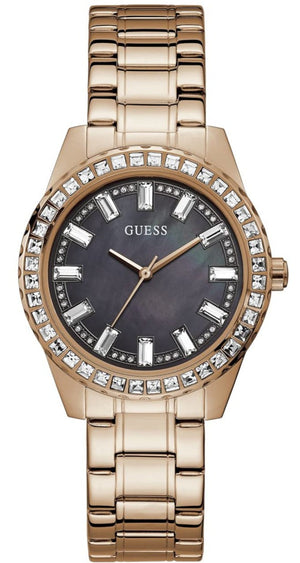 Guess Sparkler Diamonds Black Dial Rose Gold Steel Strap Watch for Women - GW0111L3 Authentic Buy Shop Now