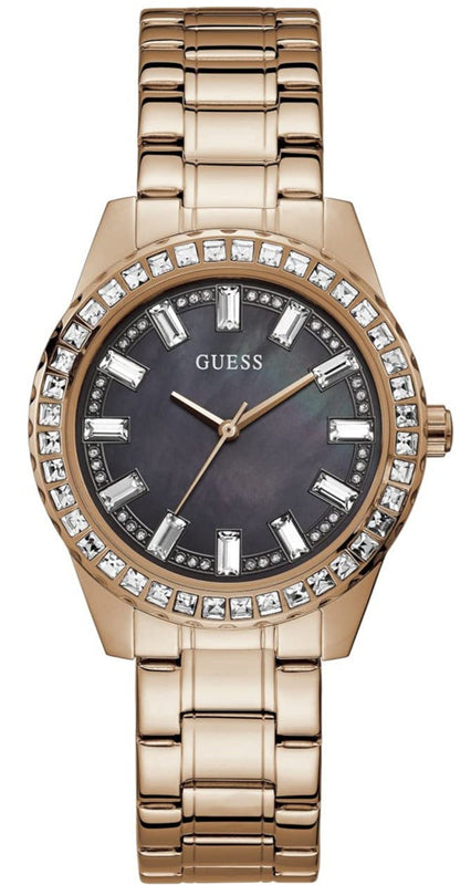 Guess Sparkler Diamonds Black Dial Rose Gold Steel Strap Watch for Women - GW0111L3 Authentic Buy Shop Now