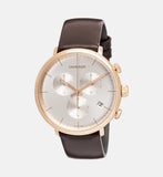 Calvin Klein High Noon Silver Dial Brown Leather Strap Watch for Men - K8M276G6 Authentic Buy Shop Now
