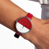 Calvin Klein Rise Yellow Red Dial Red Leather Strap Watch for Women - K7A231UP Authentic Buy Shop Now