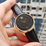 Movado 1881 Automatic Black Dial Black Leather Strap Watch For Men - 606875 Authentic Buy Shop Now