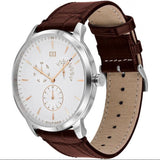 Tommy Hilfiger Brad Chronograph White Dial Brown Leather Strap Watch For Men - 1710389 Authentic Buy Shop Now