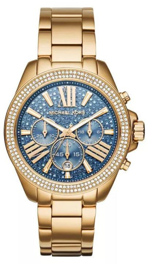 Michael Kors Wren Diamonds Blue Dial Gold Steel Strap Watch for Women - MK6291 Authentic Buy Shop Now