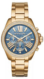 Michael Kors Wren Diamonds Blue Dial Gold Steel Strap Watch for Women - MK6291 Authentic Buy Shop Now
