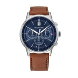 Tommy Hilfiger Kyle Multifunction Blue Dial Brown Leather Strap Watch for Men - 1791629 Authentic Buy Shop Now